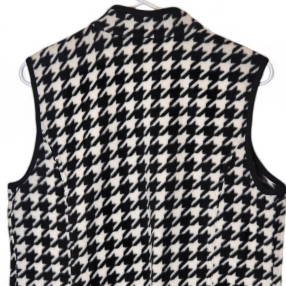 Susan Graver Zip Front Houndstooth Vest Black/White Sleeveless Core Classic Sz S - Picture 6 of 10